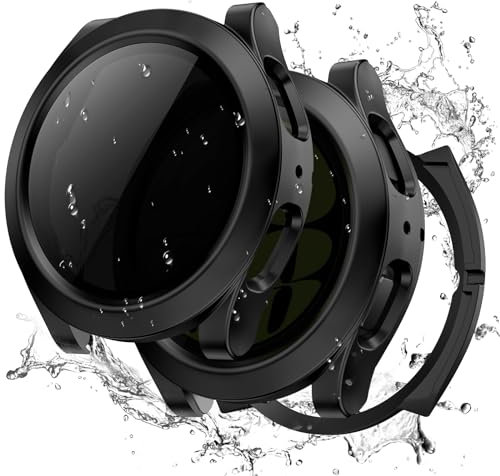 Neitra Funda para Samsung Galaxy Watch 6 44mm Accesorios, Impermeable Funda Protectora de PC Duro con Película de Vidrio Templado HD Anti-Espionaje, Anti Raspado Privacidad Case para Galaxy Watch 6