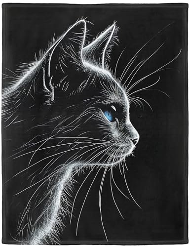 YISUMEI Kuscheldecke Weiche Warme Flauschige Fleece Decke mit Tiermotiv, Katzen Gesicht, 135 x 200 cm