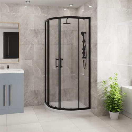 Blümme 700 x 700mm Quadrant Shower Enclosure Matte Black Framed 6mm Easy Clean Glass Sliding Door Shower Cubicle