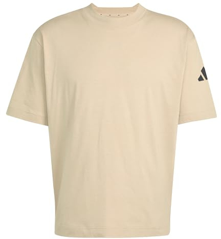 adidas Herren Essentials LOSE FIT Three BAR Tee, warm Sandstone/Black, XL