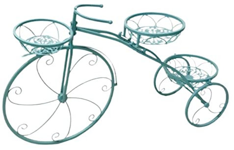 Blumenregal Indoor Blumentreppen Schmiedeeisen Blumenständer Fahrradform Boden Blumentopf Regal Garten Balkon Dekoration Indoor Pflanzenregal(Grün)