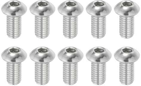 PATIKIL 3/8-16x3/4 Runde Linsenkopfschrauben mit Innensechskant, 10 Stück 304 Edelstahl 18-8 Rundkopf Sechskantschrauben, UNC Vollgewinde Maschinenschrauben für Möbeleinbau Holzmontage