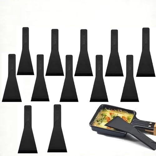 Spatule Pour Poêlon, PlastiqueSpatule Raclette, Spatule Raclette Nylon, 12 PCS Grattoir Raclette Nylon Pelle à Raclette Ustensile de Cuisine Ideal pour Fromage Restaurant Maison