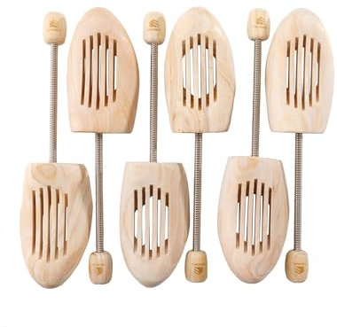 Esvioniq Adjustable Wood Shoe Trees With Spring，Wooden Shoes Tree For Men & Women Shoe Shaped Shoe Lasts Wooden Shoe Stretcher (3-Pack, UK 5-6/EU 38-39)