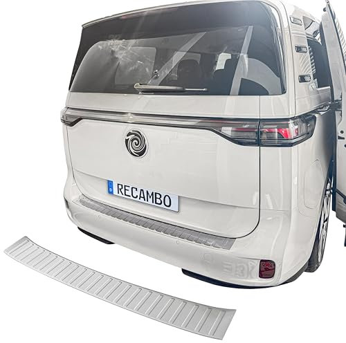 RECAMBO Ladekantenschutz Edelstahl kompatibel für VW ID Buzz | BJ ab 2022 - matt gebürstet mit Textur - Styling und Schutz für die Stoßstange