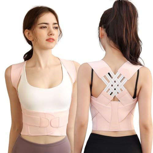 NormXinRui Ceinture de posture réglable, correcteur de posture pour femmes et hommes, soulage les douleurs au cou et aux épaules (rose, M)