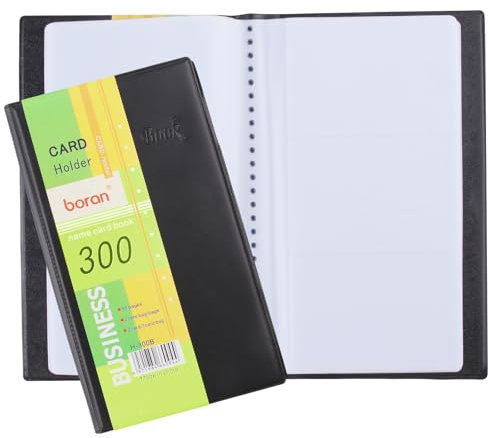 WACH AUF Porta Biglietti da Visita con 300 Fogli Transparente PVC Libro Porta Carte Raccoglitore Biglietti da Visita per conservare Biglietto da Visita Carte Fedelta Porta Carta di Credito (Nero)