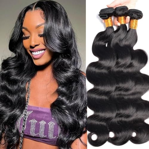 MsSunlight Human Hair Bundles Body Wave Human Hair Bundles 12A 100% Unprocessed Brazilian Virgin Body Weave Bundles Human Hair Deal Hair Extensions Natural Color 18 18 18 Inch