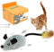 Katzenspielzeug Elektrisch Spielmaus mit Federschwanz Katzenspielzeug Maus Elektrisch mit LED Licht USB Realistische Mausgeräusche Interaktive Spielzeug Maus für Katze Hunde (Grau)