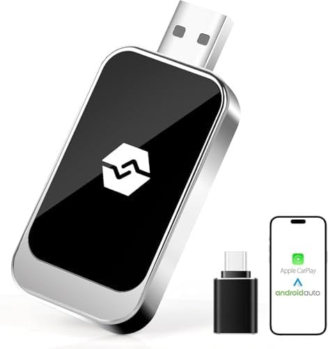 2 in1 Wireless CarPlay Adapter UK for Carplay/Android Auto USB C/A Wireless Carplay Dongle adaptor Plug-and-Play for Android 11 and Higher Version for iPhone iOS 9 or Above