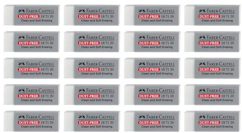 FABER-CASTELL 205264 - Radiergummi Dust-Free, 20 Radierer für Schule und Büro, geeignet für Blei- und Buntstifte