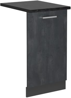 Vicco Geschirrspülblende R-Line, Geschirrspüler Fronttür, Schwarz Beton, 45 cm, AP Anthrazit