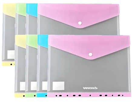 8 Stück Dokumententasche A4 abheftbar, wasserdicht Klarsichthüllen A4,PP | Sammelmappe A4, Klickverschluss & stabiler Aufbau, praktisch für Büro, Schule, Archivierung & Dokumentenaufbewahrung