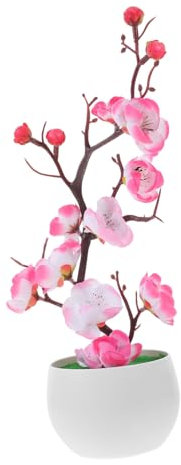 Ciieeo Flores Artificiales De Ciruelo En Maceta Realistas para Decoración Hogar Oficina con Rama Ajustable Y Colores Resistentes Al Desvanecimiento