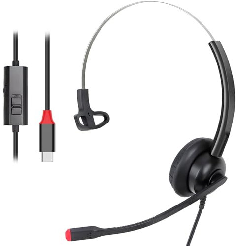 USB C Headset with Microphone Noise Cancelling for PC Mac, Wired USB Type C Headphones for iPhone Android Samsung Laptop Zoom Skype Webinars Home Office, in-line Control, Clear Chat