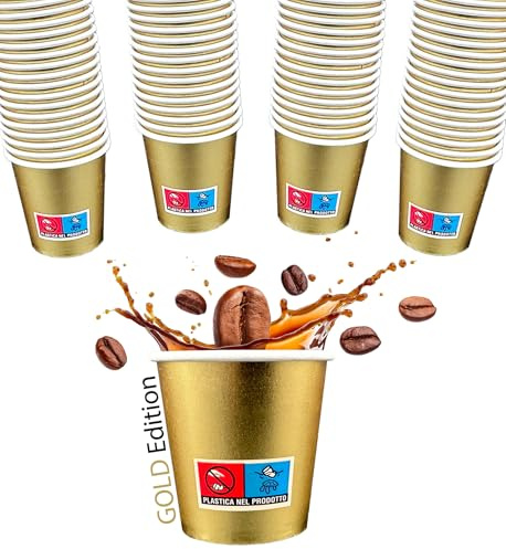 SWEEPING,1000 Bicchierini Caffè monouso,tazzine caffe in carta da 75ml - GOLD EDITION - Bicchieri caffe monouso per un esperienza elegante