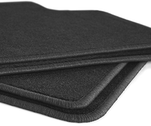Auto Fußmatten Schwarz Nadelfilz Rand anthrazit passend für VW Caddy 2003-2020 Kastenwagen Halter rund – 2-teiliges Set | rutschfest, Robust & Pflegeleicht | Made in Germany