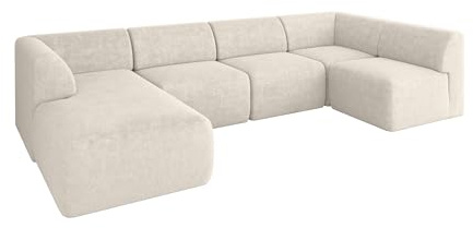 ALTDECOR Ecksofa in U-Form Corner Sofa Bett Eckcouch Couch L-Form Wohnlandschaft Cauchsofa MOVO 345x180x78 Hellbeige
