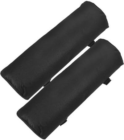 COOLHIYA 2 Stück Gepolsterte Armlehnen für Klappstuhl, Verstellbar, Schwarz | Stuhlarmpolster aus Stoff, Ersatzteil für Klappbetten und Relaxsessel, Praktisch für Kundschaft