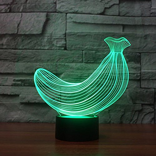 HPBN8 Ltd 3D Bananen Illusions LED Lampen Tolle 7 Farbwechsel Acryl berühren Tabelle Schreibtisch-Nachtlicht mit USB-Kabel für Kinder Schlafzimmer Geburtstagsgeschenke Geschenk