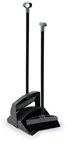 Bentley Industrial P8009/S Plastic Long Handled Lobby Dustpan Pan and Brush, Silver