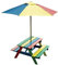 spot on dealz® Kids Garden Furniture Picnic Table Wooden Bench With Adjustable Childrens Outdoor Folding Garden Umbrella Parasol Patio Furniture Set Colorful Design
