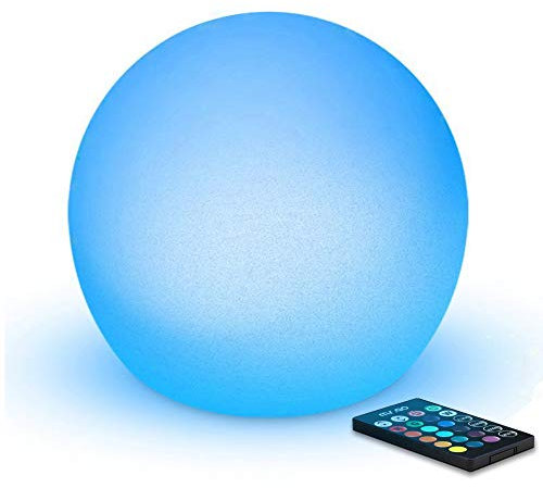 Mr.Go 6 LED bola luz esfera lámpara, RGB orbe lámpara color cambiante ambiente con control remoto, 16 colores, brillo variable y batería recargable