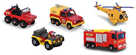 Dickie – Feuerwehrmann Sam – 5-teiliges Geschenk-Set – Geschenk-Set mit 5 Fahrzeugen aus Metall – 203094002038