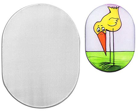 CREATIV DISCOUNT Fensterbild, weiß, Pongé 08, 15x20 cm Oval