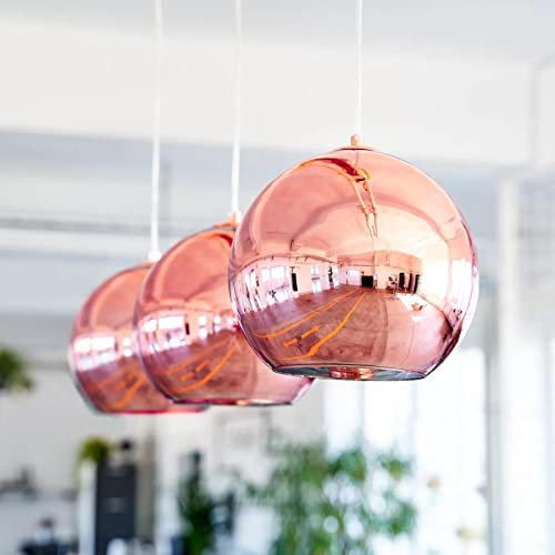famlights Romeo aus in Kupfer 3x E27 Glas Esszimmer Wohnzimmer | 3-flammig