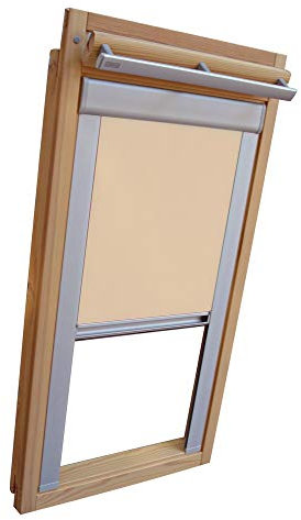 Verdunkelungsrollo Rollo für VELUX Dachfenster TYP GGL/GPL - 610 oder S10 - Farbe beige-karamell - mit Aluminium Seitenschienen - KLICK Montage