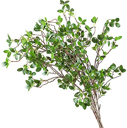 Ollain Künstliche Grünpflanzen, 109,2 cm, künstliche Blätter, grüne Eukalytuszweige, Ficus-Zweige, Farn, künstliche grüne Büsche, Sträucher für Zuhause, Party, Hochzeit, Dekoration (4 Stück)