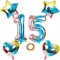 Luftballons Zahl 15 Nummer 15 Luftballon Regenbogen 15 Zahlenballon Folienballon 32 inch 80 cm XL für Mädchen Junge,Riesen Aufblasbar herz Helium Folienballon Stern Ballons Geburtstag Party Deko (15)