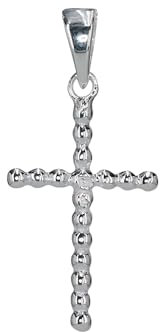 SILBERMOOS Damen Kreuzanhänger Anhänger Kreuz aus kleinen Kugeln 925 Sterling Silber
