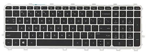 Tragbare Tastatur, Computertastatur mit silbernem Rahmen, klein und leicht, extrem leise, geeignet für HP Envy Touchsmart 15-J 17-J Laptop