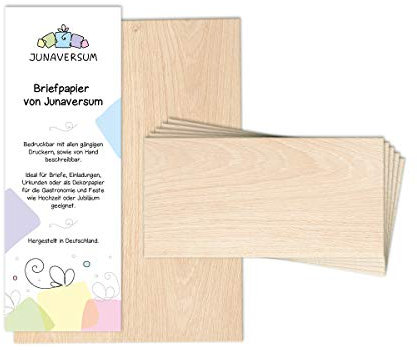 Briefpapier mit Umschlag Briefpapier-Set Holz braun beige Motivpapier für Einladungen Hochzeit Urkunden (25 Blätter + 25 Umschläge)