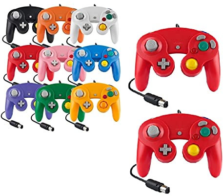 Manette pour Game Cube Contrôleur GC NGC Manette Contrôleur de Controller Gamepad Joypad pour Gamecube Wii U Switch PC (Rouge)