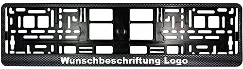 1x Kennzeichenhalter Carbon mit Wunschtext Beschriftung Werbung Bedruckt (1 Stück)