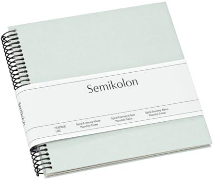 Semikolon 364020 Spiral Album Piccolino - 17 x 17 cm - Fotoalbum, 20 Seiten cremeweiß, Fotobuch, moss pastell-grün