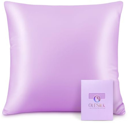 OLESILK Seide Kissenbezug Kissenhülle Haar- und Hautpflege mit Reißverschluss 16 Momme 1 Stück Helllila 80x80cm