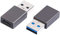 PEARL USB Kupplung: 2er-Set Adapter USB-Typ-A-Stecker auf USB-C-Buchse, Aluminiumgehäuse (USB Adapter Kupplung, c auf a Stecker, Apple iPhone Ladekabel)