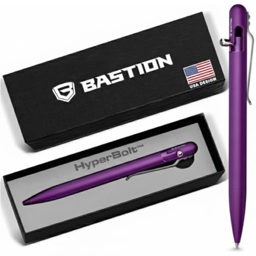 BASTION Bolt Action Pen - Aluminium Purple Slim - HyperBolt EDC Pen, Refillable Metal Writing Pen, Premium Gift, Smooth Ballpoint Pen, Executive Pocket Pen