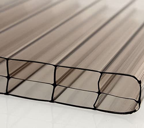 Polycarbonat | Hohlkammerplatte | PC Stegplatte | 16mm Stärke | 980mm & 1200mm | klar/farblos | opal/weiß | bronze | X-Struktur | 3-Fach | 2-Fach Struktur (980 x 4000 mm, 3-Fach - bronze)