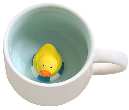 Süß Ente Kaffeebecher, Tasse aus Keramik mit 3D Tier,Morgen-Schale für Tee, Milch, Morgengetränk und Hochzeiten, Geburtstage Weihnachtsbecher Geschenk