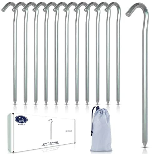 12 Piezas Piquetas Camping Dura, 18 cm/7 Estacas Camping de Aluminio Aeroespacial, Piquetas Camping Suelo Duro, Tent Pegs, Tent Stakes, Estacas para Tiendas de Campaña para Camping, jardinería, etc