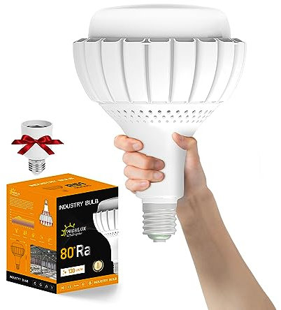 Ampoule LED E40 100W Blanc Naturel avec Adaptateur E27, Équivaut Ampoules à Incandescence 800W, 4000K 13000LM Ampoule éclairage Led Non Dimmable Lampe Industriel pour Garage Entrepôt Supermarché