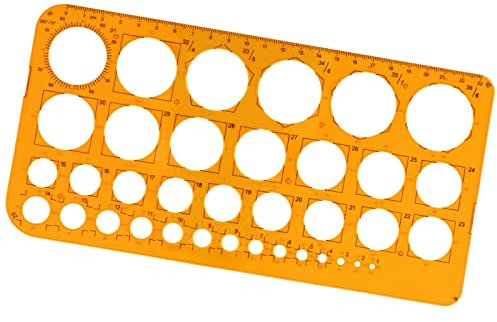 Circle Stencil Template with 36 Circles, Circle Stencils for Painting, Circle Ruler for Drawing Aids, Quilling Template, Transparent Orange