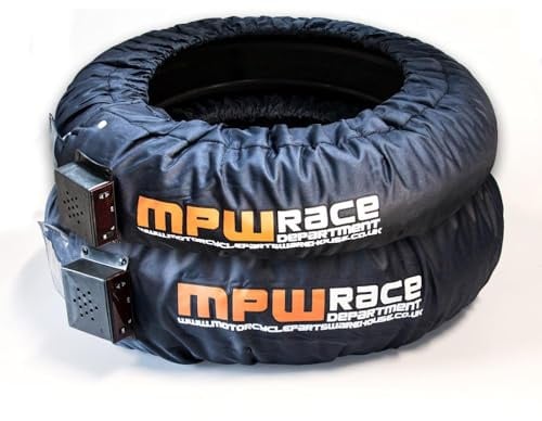 MPW Race Dept Digital Motorcycle Tyre Warmers Superbikes Front Rear Heated Cover 120/200 Dark Grey