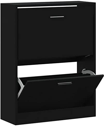 vidaXL Schuhschrank Schuhablage Schuhregal Schuhständer Schuhaufbewahrung Schuhkipper Schuhkommode Schwarz 63x24x81cm Holzwerkstoff