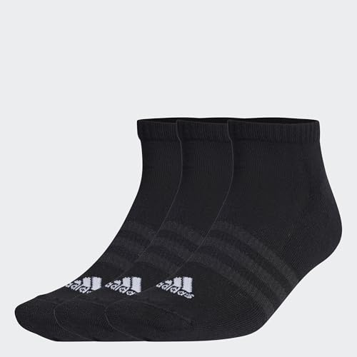 adidas Unisex Cushioned Low-Cut Socks 3 Pairs, Black / White, 13-14.5